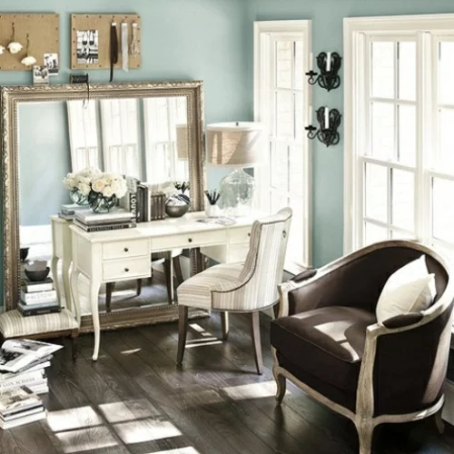 feine home office ideen elegant braun sofa zwei personen klassiker
