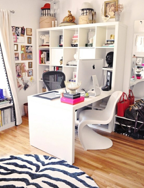 feine home office ideen elegant weiß stuhl plastisch