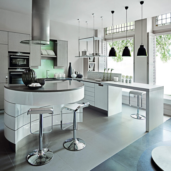 frische coole küchen farben arbeitsplatte weiß glanzvoll