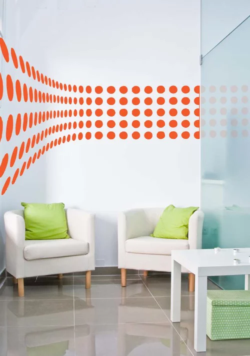 frisches interior design orange easy decals wand tapete punkte