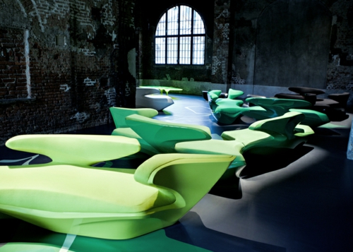 futuristisch designer sofa zaha hadid idee grün