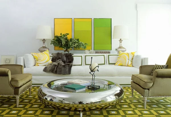 helle farben im interior design kombinieren grün wohnzimmer