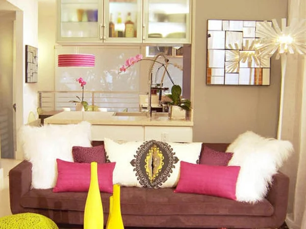 helle farben im interior design kombinieren wohnbereich gelb rosa akzente