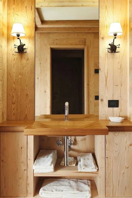 hölzerne inneneinrichtung haus naturholz ausstattung badezimmer