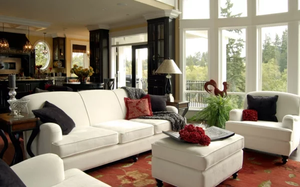 interessante coole farben beim innendesign weiß sofa wohnzimmer