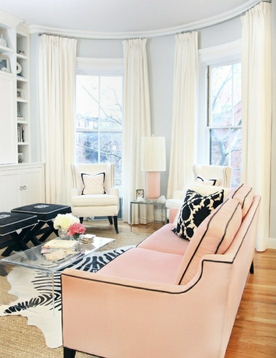 interior design home ideen femenin wohnzimmer pastellfarben sofa