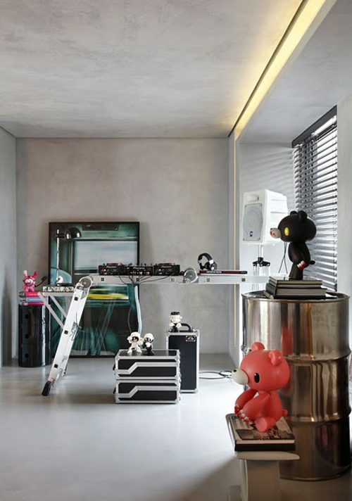 interior design ideen für männer büro graue wände