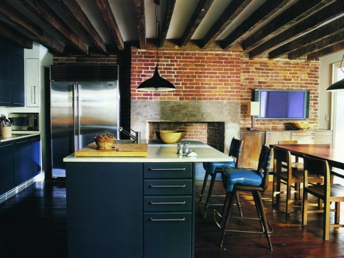 interior design ideen für männer ziegel wand küche