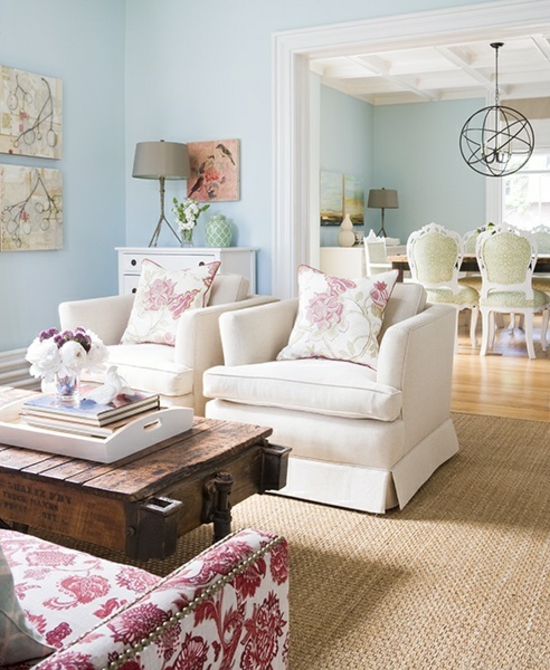 interior design ideen weiblich wohnzimmer pastellfarben hell weiß