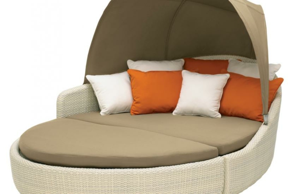 moderne outdoor möbel design braun auflage weiß kissen rattan
