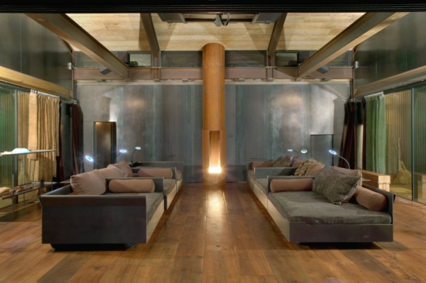 modernes haus design shadowboxx holz fußboden sofa wohnraum