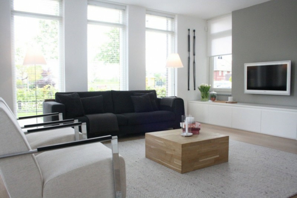 modernes herrliches haus design wohnzimmer weiß schwarz sofa