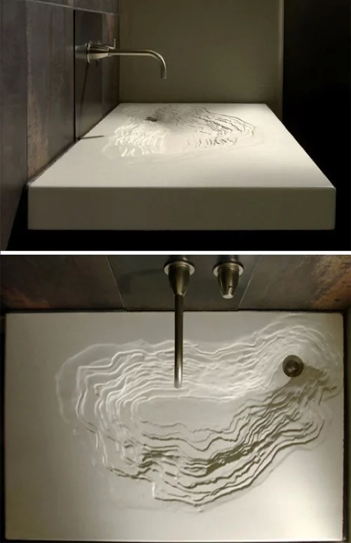 zeitgenössische spüle im bad schwarz design
