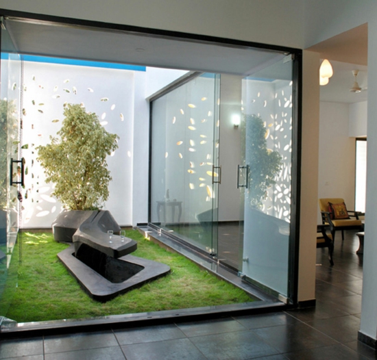 moderne coole Garten Gestaltung glas wände originell