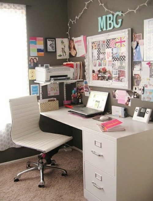 mädchenhaft büro haus modern ausstattung weiße farben