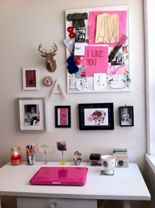mädchenhaft büro haus wand dekoration bilder rahmen rosa