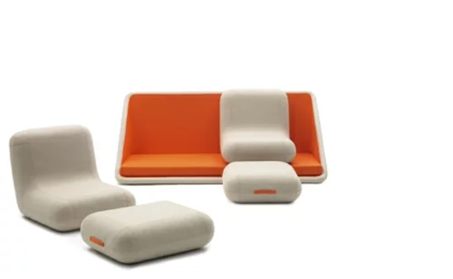 orange designer sofa weich demontierbar sitzkissen lehnsessel