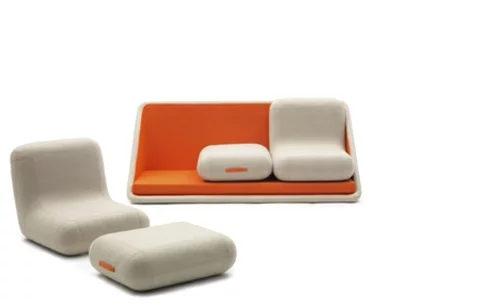 orange designer sofa weich komfortable beige farbe kombination
