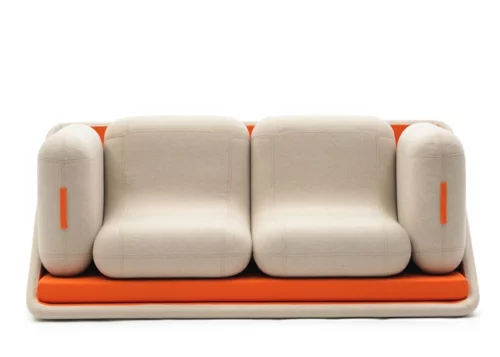 orange designer sofa weich komfortable struktur