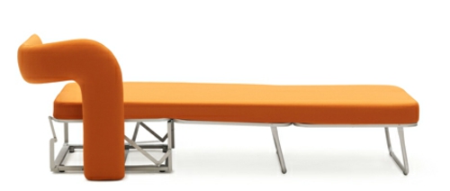 orange sessel in einzelbett umgewandelt ausziehbett design