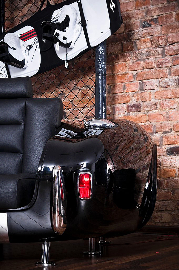retro auto möbel designs sofa leder lackiert lichter