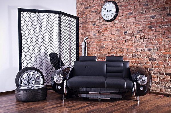 retro auto möbel designs sofa leder lackiert stilvoll auto teile