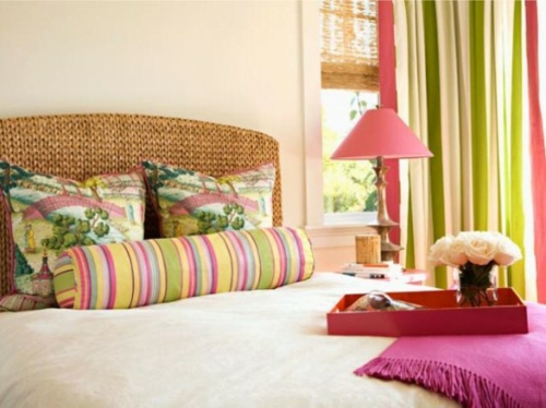 romantischeschlafzimmer designs bunt streifen bettwäsche
