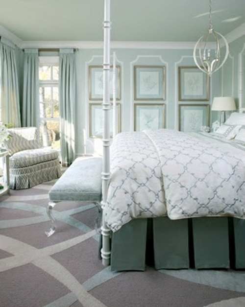 romantische schlafzimmer designs pastellfarben blassgrün