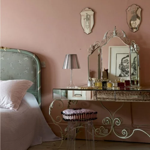 romantische schlafzimmer designs schminktisch klassisch metall