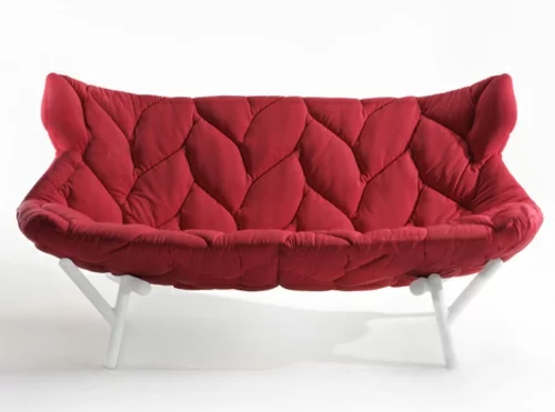 Rotes gepolstertes Sofa designer lösung bequem auflage foliage laub