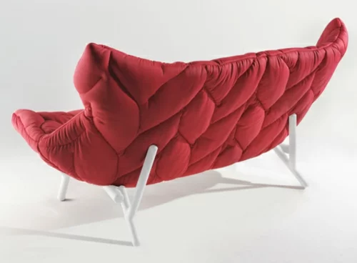 Rotes gepolstertes Sofa rot designer lösung bequem weiß beine