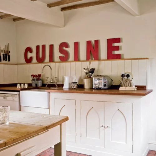vintage zeichen im interior verwenden küchen arbeitsplatte