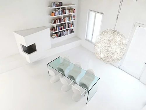 weiße interior design ideen studio glanzvoll bad schlafzimmer akryl glas esszimmer