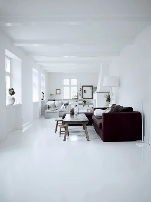 schneeweiße interior design ideen studio glanzvoll wohnbereich sofa