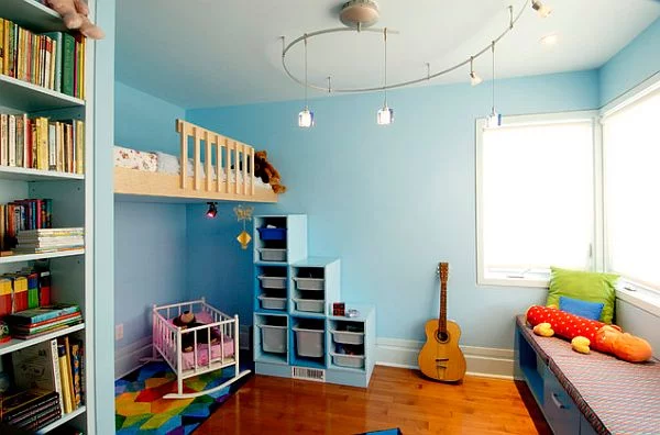 Innovative Designer Ideen fürs Kinderzimmer gitarre blaue wände