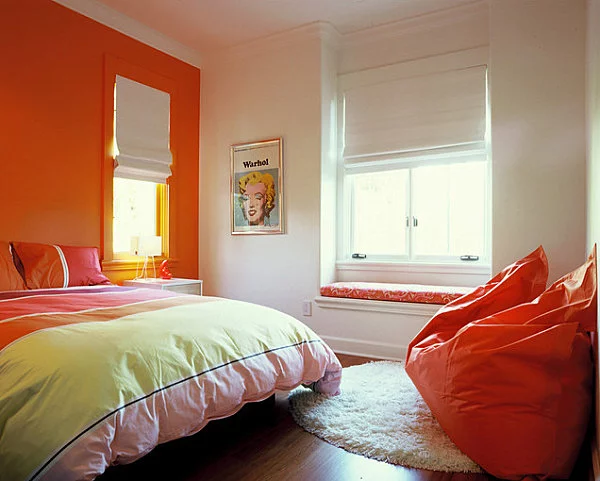 Wand Farben im Schlafzimmer orange leuchtend positiv