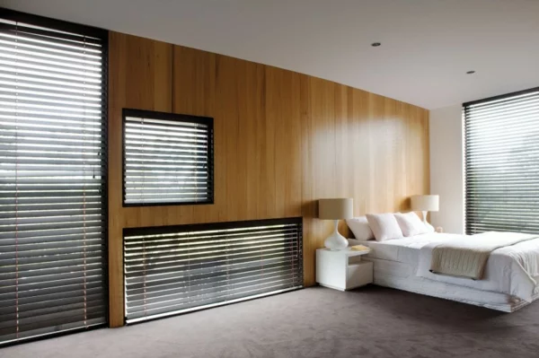 australisches doppelhaus design schlafzimmer holz