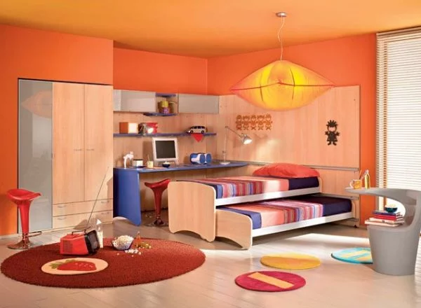 Ausziehbare Hochbetten im Kinderzimmer kompakt modern orange