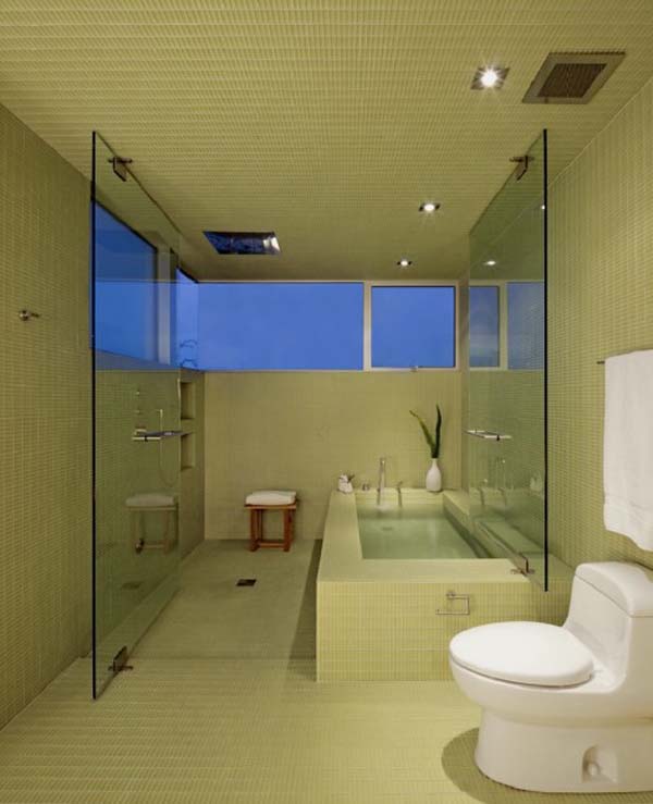 elegante badezimmer interior design ideen badewanne grüne fliesen