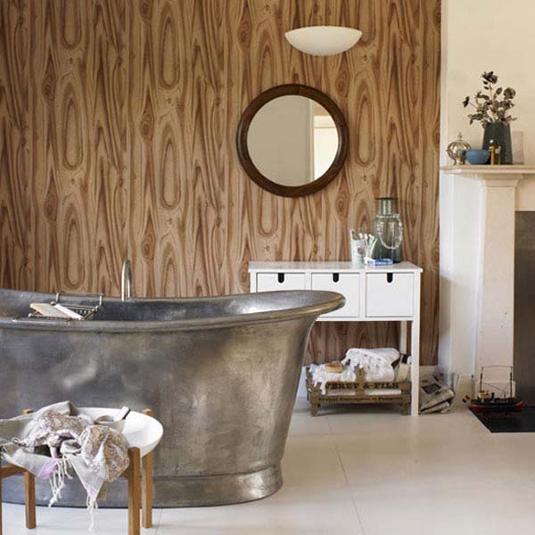 badezimmer interior design ideen badewanne metallisch sockel