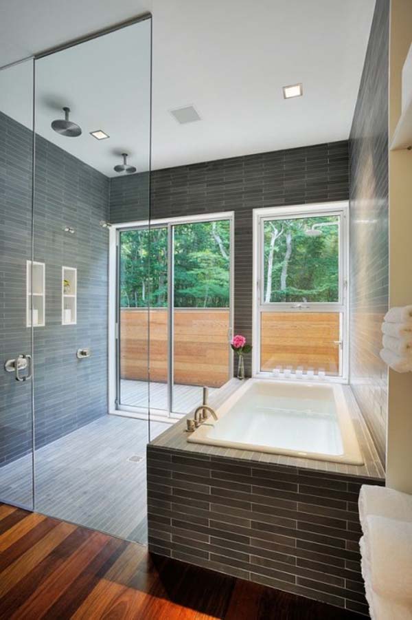 badezimmer interior design ideen glaswände eingebaut badewanne