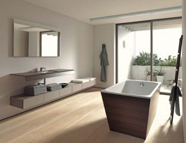 badezimmer interior design ideen glaswände holz oberfläche texturen
