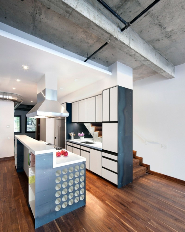 Moderne Apartment Residenz küche arbeitsplatte blau farbe