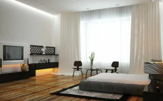 coole moderne interior designs holz bodenbelag polsterung bett