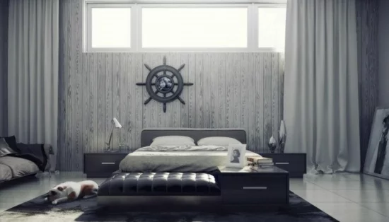 coole moderne interior designs schlafzimmer grau farben nautisch