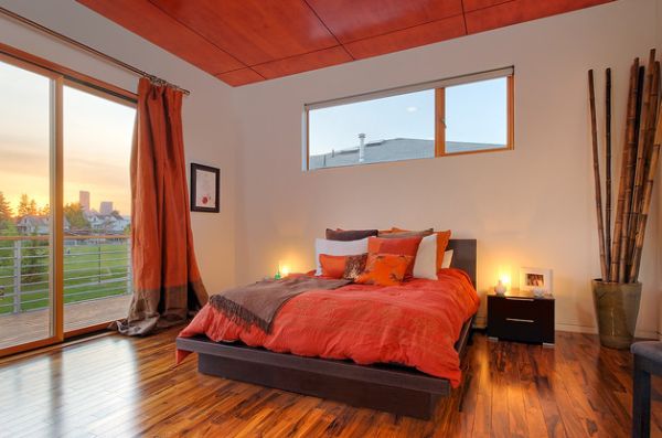 coole schlafzimmer farbpalette akzente orange bettdecken