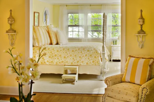 coole schlafzimmer farbpalette gelb blumen
