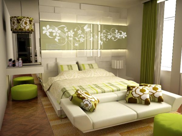moderne schlafzimmer farbpalette grün creme relaxen