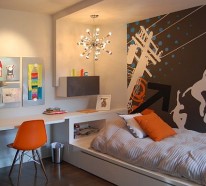 Cooles trendy Teenager Zimmer für Jungen – moderne Einrichtung