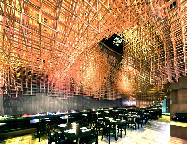 designer deko trends esstisch restaurant modular fragmentiert wand decke